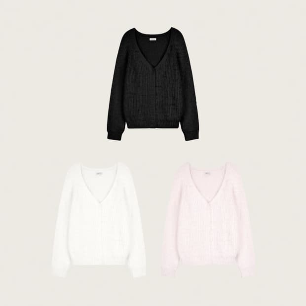 클리시어 슈가플럼 헤어리 가디건 분철