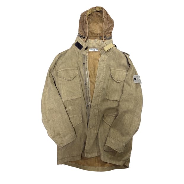 Stone Island 09SS Linen 필드 자켓 화이트 와펜