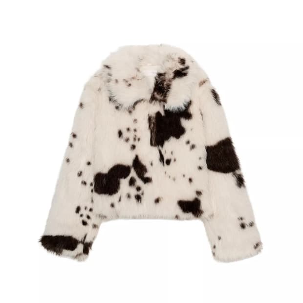 zara 애니멀 프린트 페이크 퍼 숏 코트