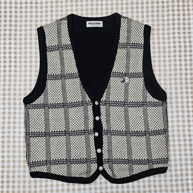 블랙앤화이트 울100 니트 베스트 조끼 남자100