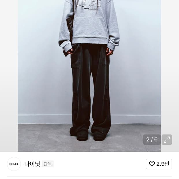 프리 Deinet 다이닛 빅로고 자수 후드티 그레이 오버핏