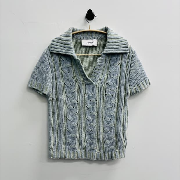 CERRIC(세릭) 케이블 칼라 반팔 니트