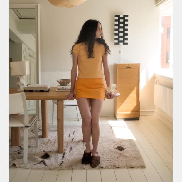 새상품 아우어솔티 주황 치마 오랜지 스커트
