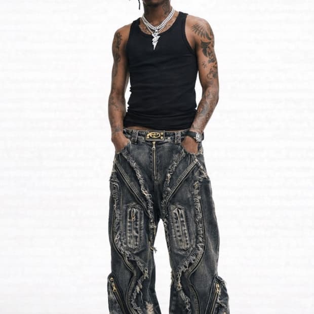 PERSONSOUL ALIENS DIRTY RIPPED 데님 배 기진