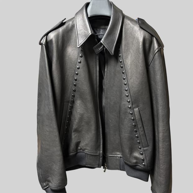 스테판쿡 x 솔리드옴므 스터드 레더 블루종 48