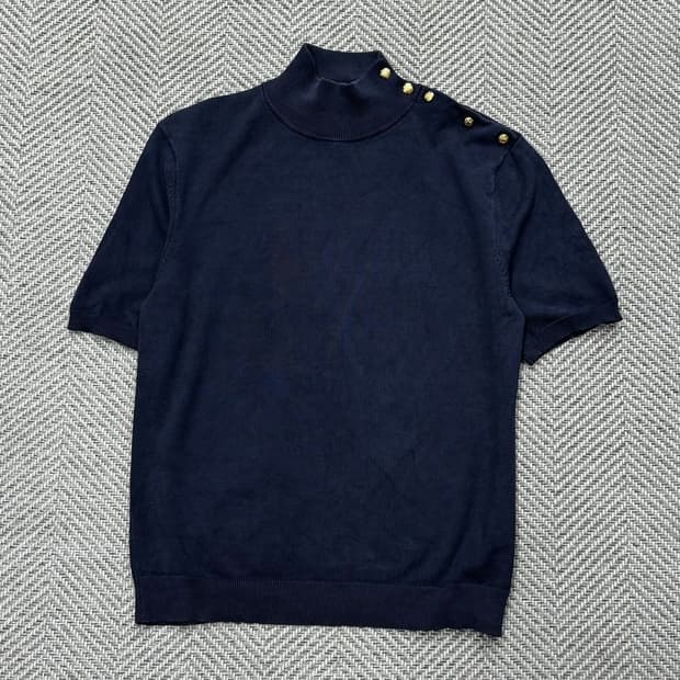 로렌 랄프 로렌 사이드 버튼 하프 니트 v2837