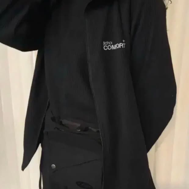 지초이 와플 후드집업 블랙