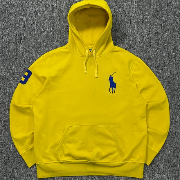 폴로 랄프로렌 빅포니 옐로우 후드티 XL 