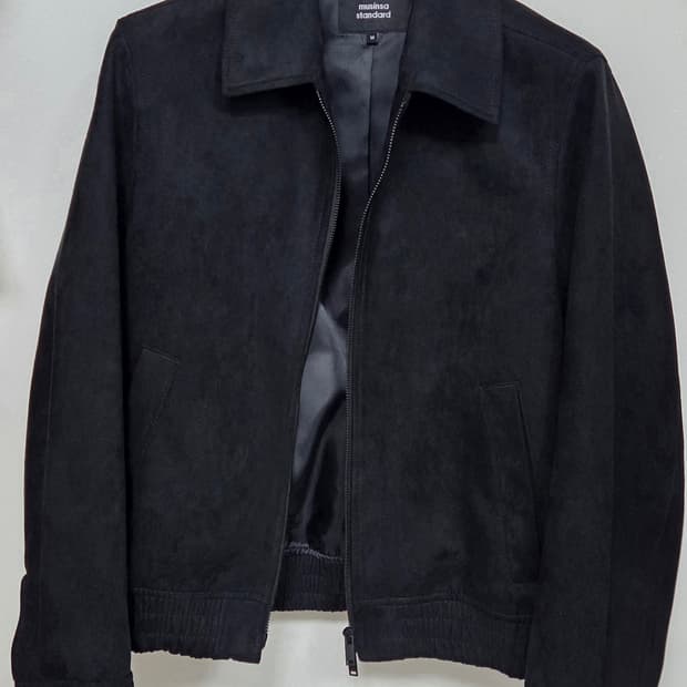 신세틱 스웨이드 미니멀 블루종 재킷 [블랙] M