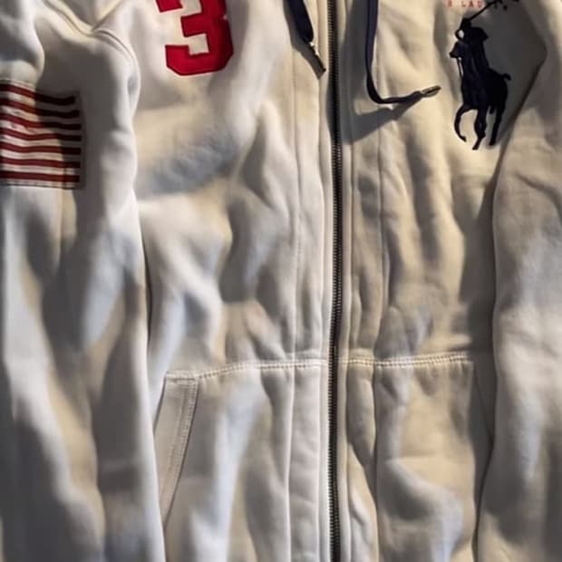 폴로 성조기 후드집업 화이트