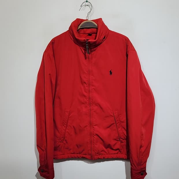 (L) 랄프로렌 폴로 점퍼 빨강 로고 자켓 안감기모 