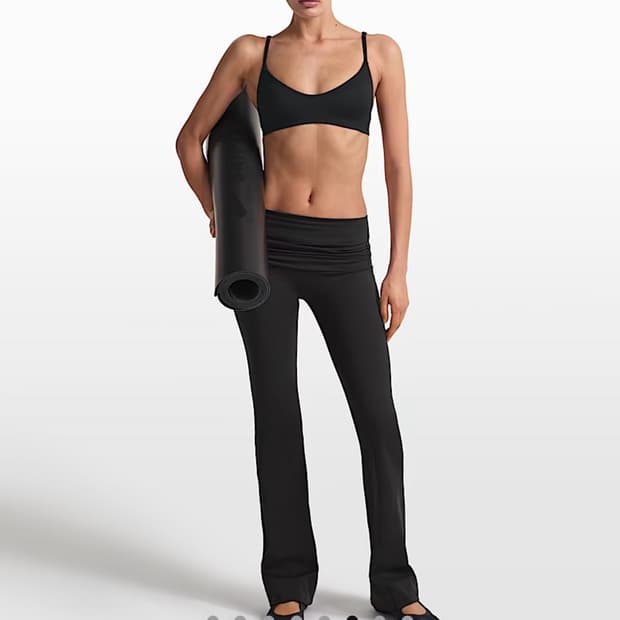 나이키 스킴스 매트 플레어 폴드 오버 웨이스트밴드 옵시디언 블랙