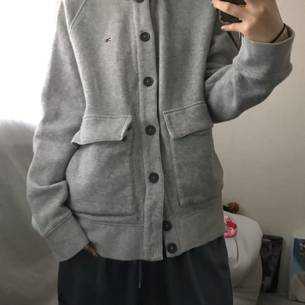 타미힐피거 그레이 코튼 가디건