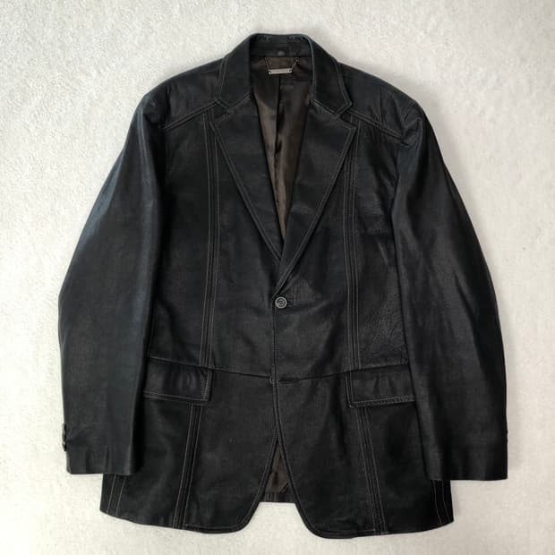 올젠 싱글 레더 블레이저 자켓 