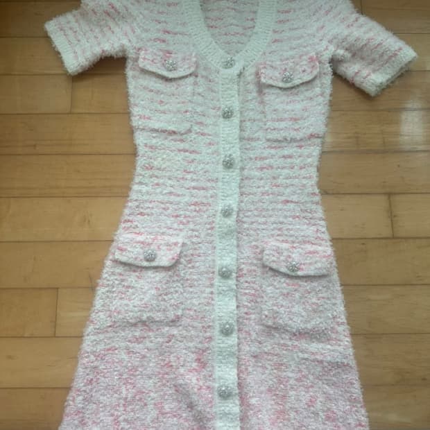 셀프포트레이트 트위드 반팔원피스