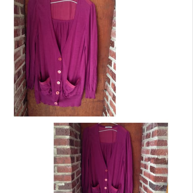 Plum Deep V Knit Cardigan