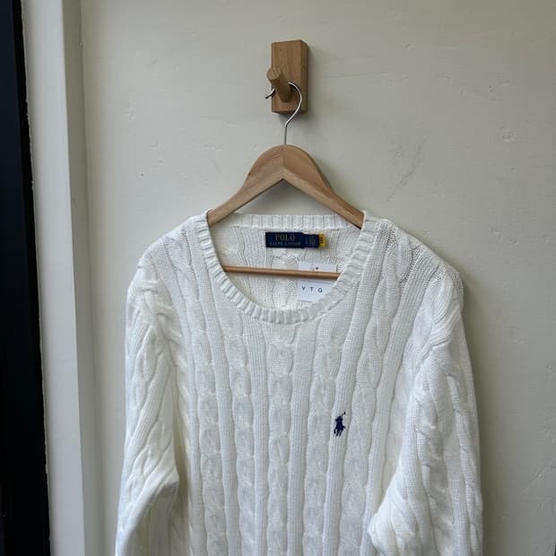 15600 - 폴로 랄프로렌 화이트 케이블 니트