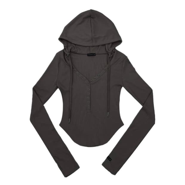 Joi Ribbed Snap Hoodie Top