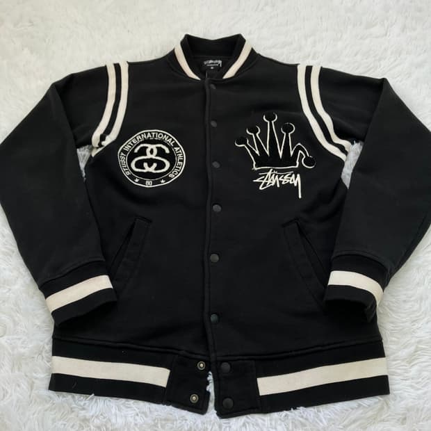 스투시 크라운 바시티 자켓 938 y2k 스트릿 갸루 펑키 일본빈티지 f