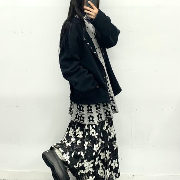 플라워 패턴 롱스커트