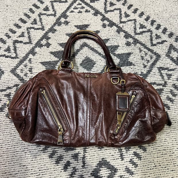Prada 프라가 브라운 레더 핸드백