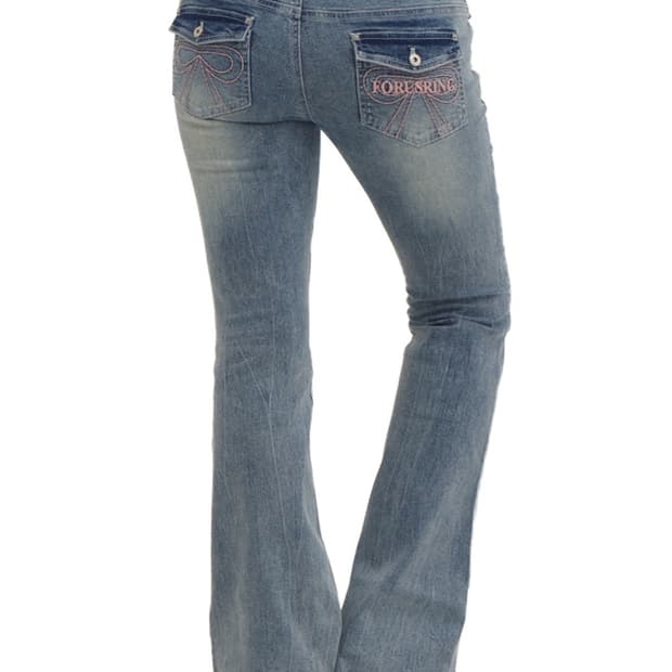 RIBBON STITCH BOOTCUT JEANS [BLUE]
