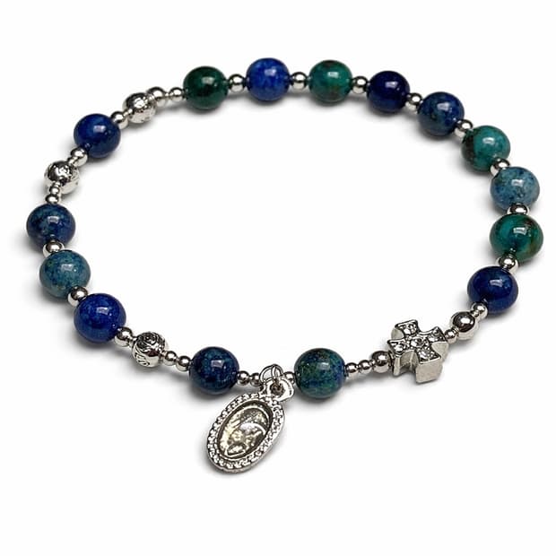 (맞춤) 천연석 공작 라피스라줄리 매듭형 원석 묵주팔찌