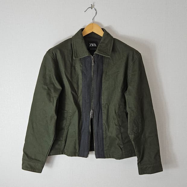 자라 ZARA 투웨이 워크자켓 초어 코튼 올리브그린 유럽판