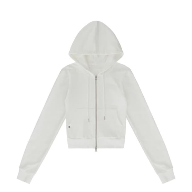 Kashiko yantra slim hoodie zip up white