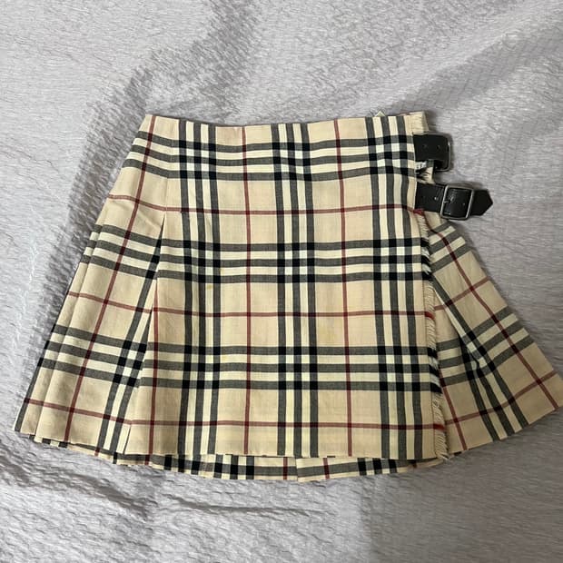 버버리 체크 랩 스커트 uk8