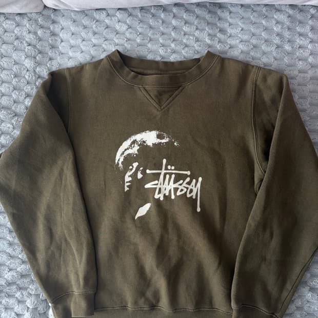 90s 올드 빈티지 스투시 크루넥 맨투맨 카키 M