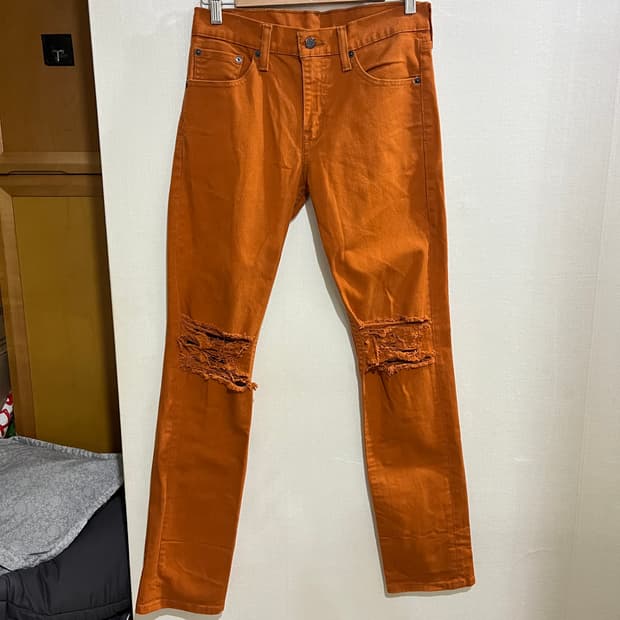 (29/32) 리바이스 511 디스트로이드 주황 데님 진