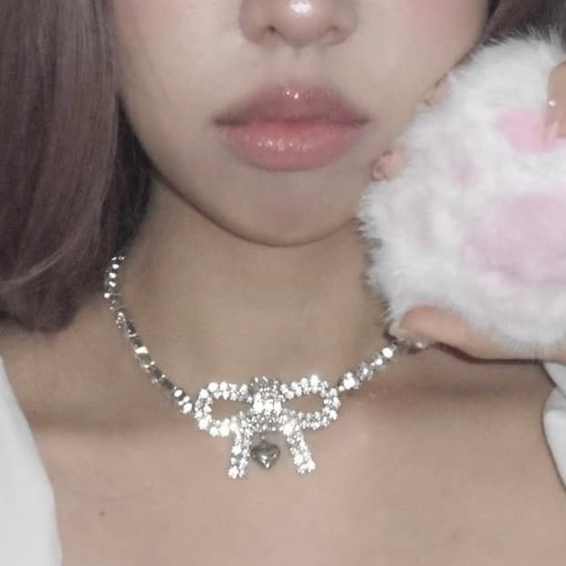 엔젤가터 빅 보우 젬 목걸이