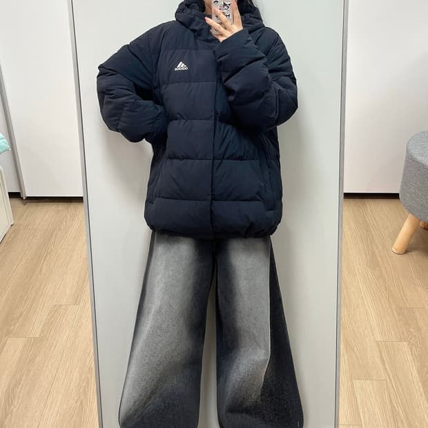 아디다스 덕다운 블랙 패딩 자켓