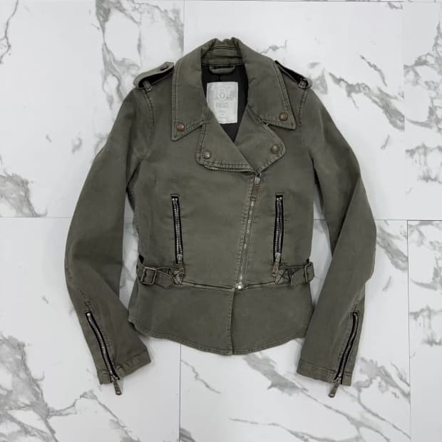 디젤 워시드 코튼 라이더 자켓