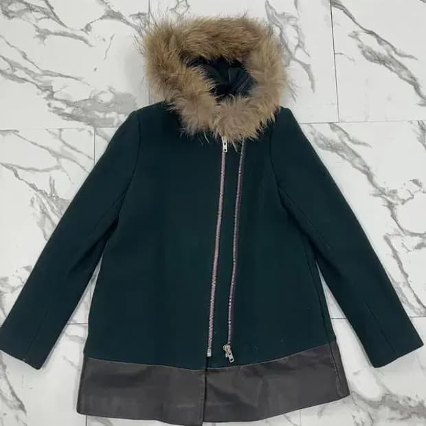 산드로 레더 트리밍 코트