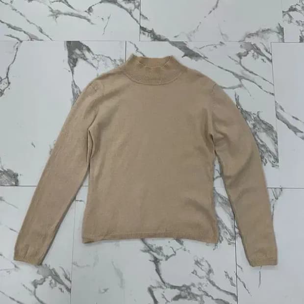 빈티지 캐시미어 100% 아이보리 목폴라 니트