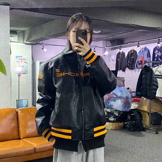 포르쉐 빅패치로고 레더자켓 B3263