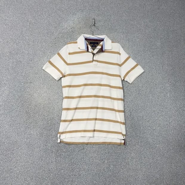 타미힐피거 베이지 스트라이프 반팔 카라티 L