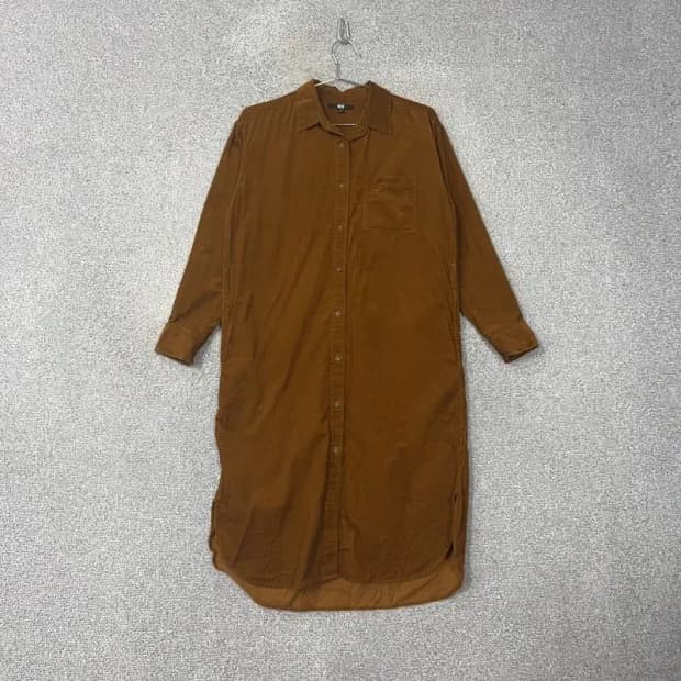 유니클로 코듀로이 브라운 셔츠 원피스 M