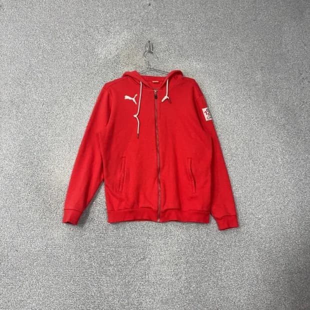 푸마 레드 로고 기능성 후드집업 L