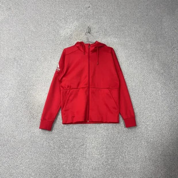 아디다스 레드 빅로고 기능성 후드집업 M