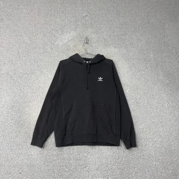 아디다스 심플 로고 블랙 후드티 L