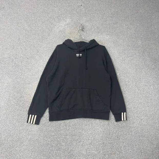 아디다스 박스로고 블랙 후드티 M
