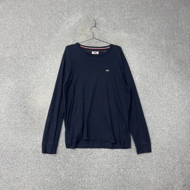 타미 진스 네이비 로고 긴팔티 L