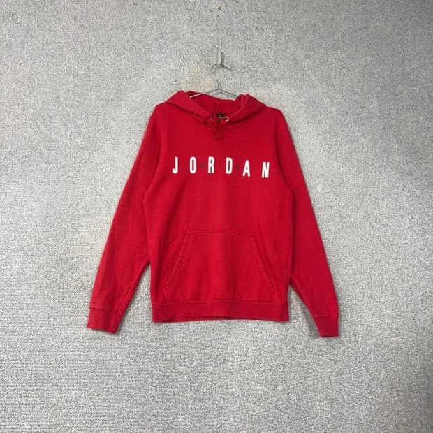 조던 스펠 로고 레드 프린팅 후드티 S