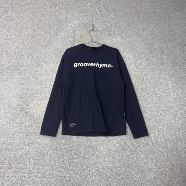 그루브라임 스펠 로고 네이비 코튼 긴팔티 M