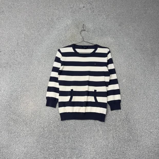 타미힐피거 여성 7부 스트라이프 네이비 니트 S