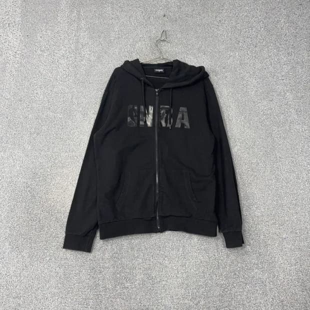 NBA 로고 올블랙 프린팅 오버핏 후드집업 XL