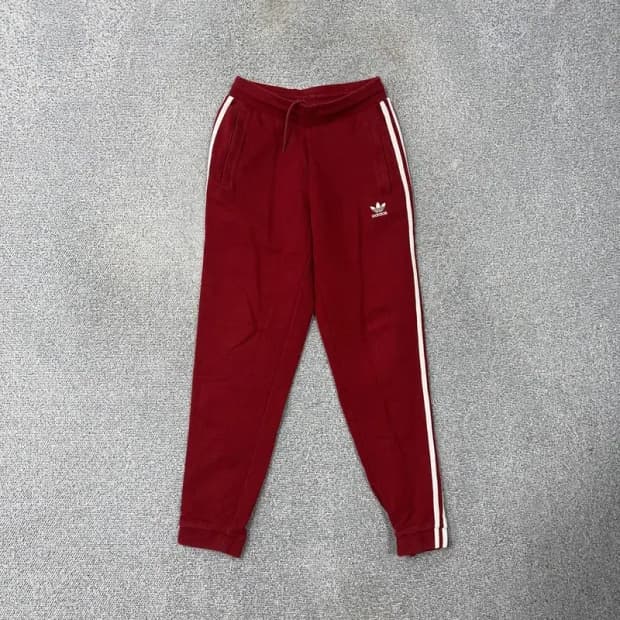 아디다스 레드 삼선 조거팬츠 S